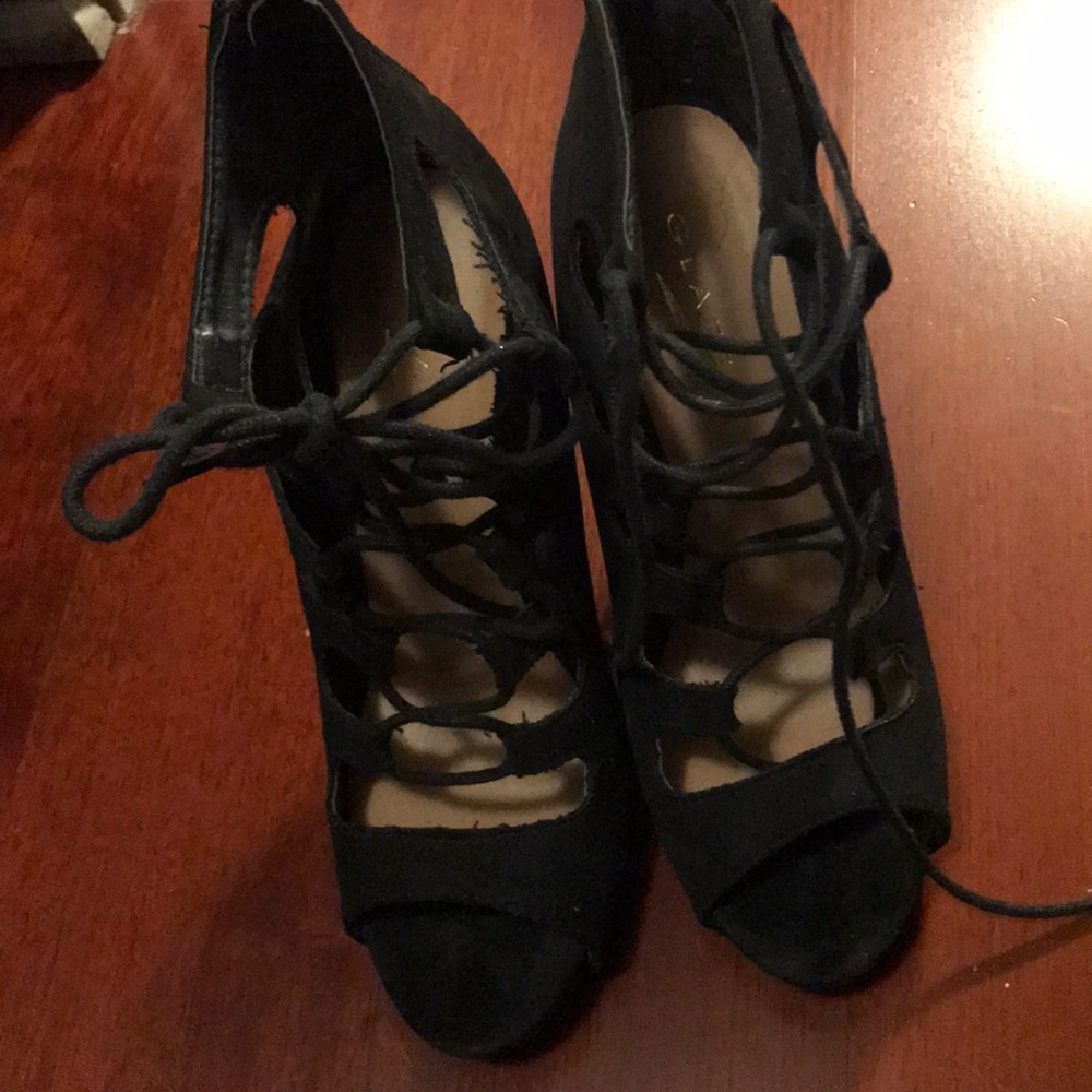 Black suede heels